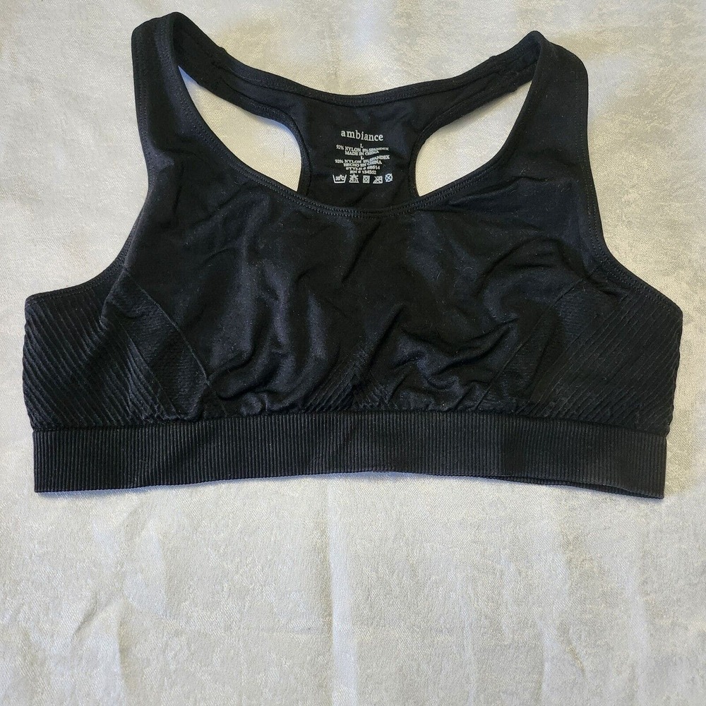 Ambiance Black Sports BraTop size Lg